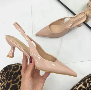 Primi Tacchi Valeria - Décolleté Donna Tacco A Spillo Punta Vernice Elegante Nude Online