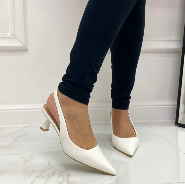 Primi Tacchi Valeria - Décolleté Donna Tacco A Spillo Punta Vernice Elegante Bianco Discount