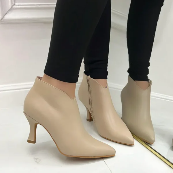 Primi Tacchi Vanda - Stivaletti Donna Tacco Basso Punta Tortora Outlet
