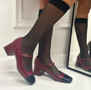Primi Tacchi Vera - Décolleté Donna Punta Tacco Basso Quadrato Lucido Bordeaux Punt Online