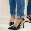 Primi Tacchi Virginia - Décolleté Donna Tacco A Spillo Punta Vernice Elegante Nero Clearance