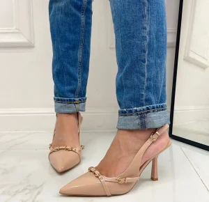 Primi Tacchi Virginia - Décolleté Donna Tacco A Spillo Punta Vernice Elegante Nude Outlet
