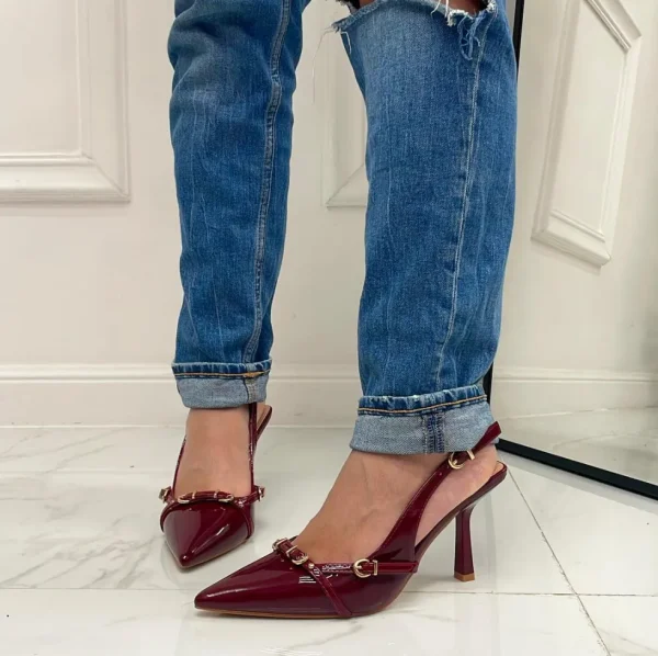 Primi Tacchi Virginia - Décolleté Donna Tacco A Spillo Punta Vernice Elegante Borde Best