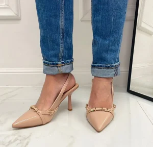 Primi Tacchi Virginia - Décolleté Donna Tacco A Spillo Punta Vernice Elegante Nude Outlet