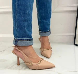 Primi Tacchi Virginia - Décolleté Donna Tacco A Spillo Punta Vernice Elegante Nude Outlet
