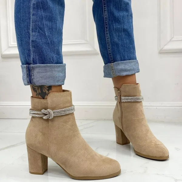 Primi Tacchi Vitty - Stivaletto Donna Scarpa Tacco Quadrato Punta Casual Comodo Str Best