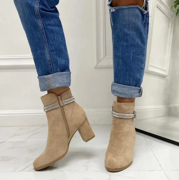 Primi Tacchi Vitty - Stivaletto Donna Scarpa Tacco Quadrato Punta Casual Comodo Str Best