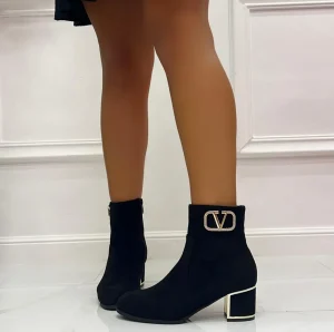 Primi Tacchi Wanda - Stivaletti Donna Tacco Spillo Punta Tonda Dorato Strass Nero Online