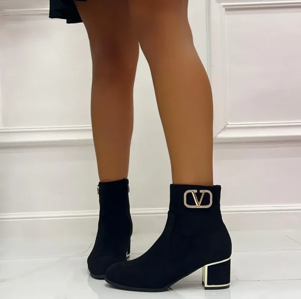 Primi Tacchi Wanda - Stivaletti Donna Tacco Spillo Punta Tonda Dorato Strass Nero Online