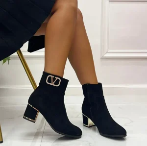 Primi Tacchi Wanda - Stivaletti Donna Tacco Spillo Punta Tonda Dorato Strass Nero Online