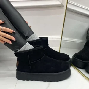 Primi Tacchi Yumi - Stivaletto Eskimo Boots Gomma Alta Nero Discount