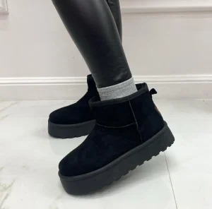 Primi Tacchi Yumi - Stivaletto Eskimo Boots Gomma Alta Nero Discount