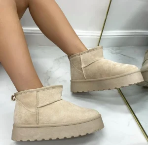 Primi Tacchi Yumi - Stivaletto Eskimo Boots Gomma Alta Beige Sale
