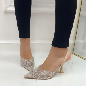 Primi Tacchi Zara - Décolleté Donna Punta Dettagli Strass Tacco Elegante Trasparent New