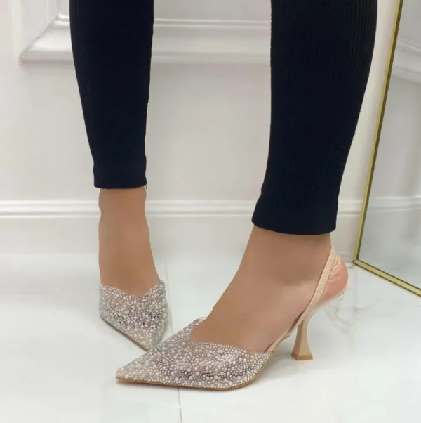 Primi Tacchi Zara - Décolleté Donna Punta Dettagli Strass Tacco Elegante Trasparent New