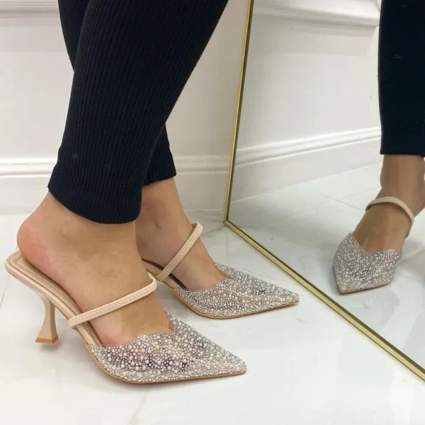 Primi Tacchi Zara - Décolleté Donna Punta Dettagli Strass Tacco Elegante Trasparent New