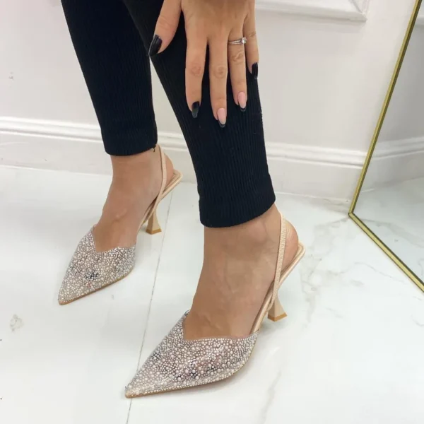Primi Tacchi Zara - Décolleté Donna Punta Dettagli Strass Tacco Elegante Trasparent New